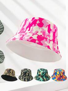 1pc Retro Contrast Color Bucket Hat, Outdoor Versatile Sun Protection Bucket Hat - Multicolor - View 1
