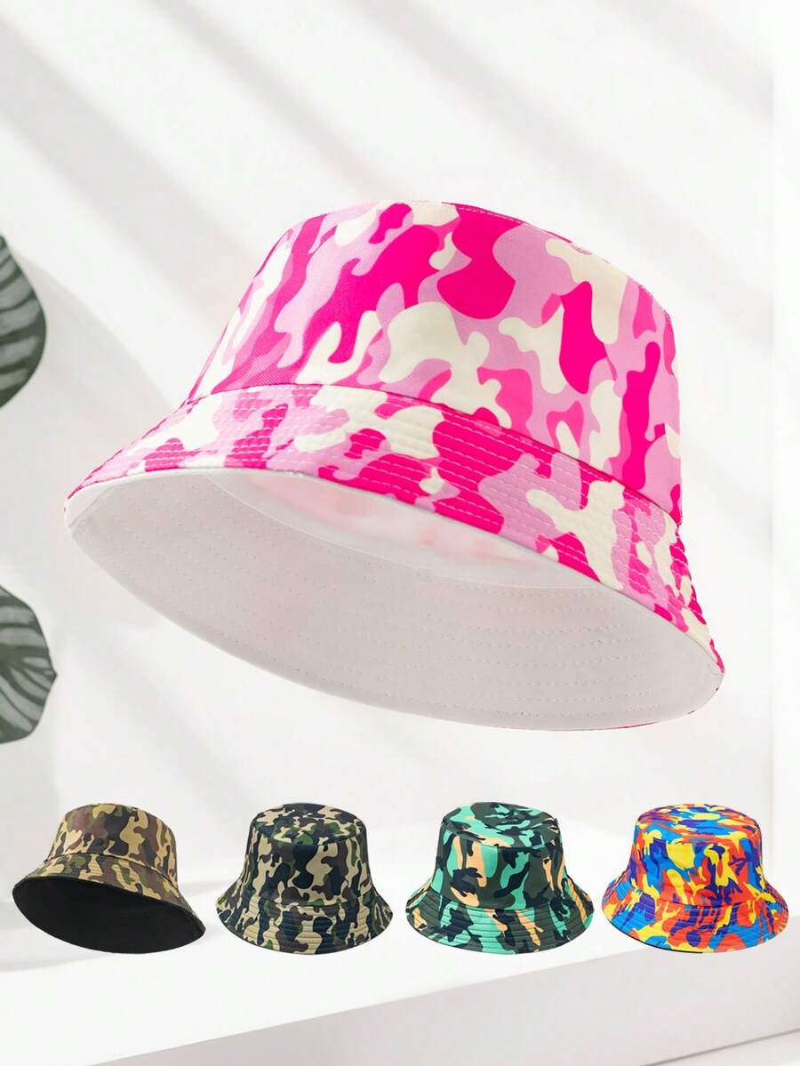 1pc Retro Contrast Color Bucket Hat, Outdoor Versatile Sun Protection Bucket Hat - Multicolor - View 1