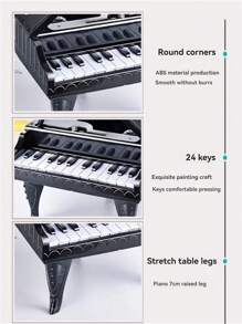 Minipiano de teclado infantil con modo de función multipulsación, incluye múltiples melodías, 24 teclas negras y blancas para tocar, juguete de piano electrónico realista para juego interactivo entre padres e hijos, para niños y niñas