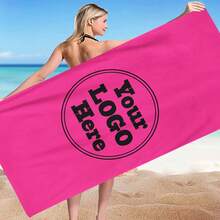 1 pezzo Asciugamano da spiaggia personalizzato, può essere stampato con il tuo logo, adatto per aziende, beauty, società e marchi, può essere anche utilizzato come regalo, asciugamani con nome, regali per la spiaggia estiva, loghi commerciali, per creare un'atmosfera da vacanza. - Multicolore - Visualizzare 4