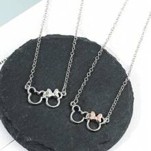 bandai 1pc Disney Cute Minnie Mouse Bow Knot Pendant Popular Cartoon Figure Necklace Mickey Mouse Minnie Pendant Necklace