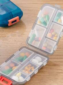 1pc Portable Mini Medicine Box, 10 Compartment Transparent PVC Pill Storage Case, Large Capacity Transparent Pill Organizer Box, Travel Medicine Sorting Container, Suitable For Medicines, Earrings, Rings, Necklaces, Capsules, Etc. Convenient For Various Users - Multicolor - View 4
