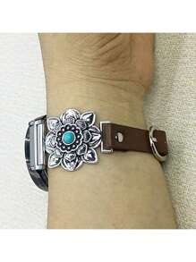 1pc Retro Leather Wristband Strap, Compatible With Samsung Galaxy Watch 7/6/5/4/Active2 Classic (40/44mm), Watch 5 Pro (45mm), Watch 4 Classic (42/46mm), Watch 3 (41mm), Watch Active (40mm), Watch 42mm - 20mm Width Smartwatch Band For Men (Band Only, No Watch)