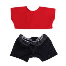 1 pièce T-shirt de poupée en couleur unie, short en jean bleu/rayé, Sweat-shirt à capuche, nouvelle tenue de poupée à la mode et minimaliste, en tissu polyester doux, convient aux filles de 3 ans et plus, étudiants, accessoires de poupée jouet pour enfants, fête, cadeau d'anniversaire
