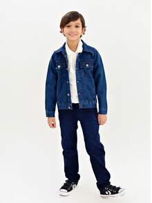 Pimbolim Jeans Boy's Jean Jacket, Children's, With Pockets, Super Stylish. - 藏蓝色 - 查看 6