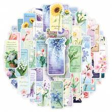 51pcs Floral Bookmark Stickers, Romantic Flower Decorative Adhesive Stickers For Vases, Mirrors, Glasses, DIY Crafts Room Decor Home Decor Wall Decor Wall Stickers Wall Sticker