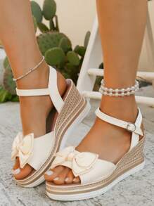 Women's Round Toe Strap Butterfly Buckle Casual/Outdoor/Party Platform Wedge Sandals