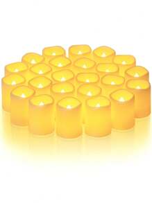 24Pack Flickering Flameless Votive Candles,200+Hour Electric Fake Candles,Battery Operated LED Tealight For Wedding Decor,Outdoor,Table, Halloween,Christmas,Valentine's Day Candlelight, Parties, Weddings, Anniversaries, Holidays And Proposals, Romantic Ambiance Lights For Wedding Table Decoration, Dining Room, Camping, Autumn Decoration, Harvest Day Decoration, Room Decoration, Bedroom Decoration(Warm White,Battery Included)
