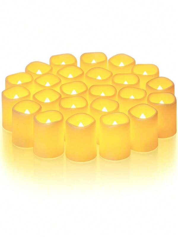 24Pack Flickering Flameless Votive Candles,200+Hour Electric Fake Candles,Battery Operated LED Tealight For Wedding Decor,Outdoor,Table, Halloween,Christmas,Valentine's Day Candlelight, Parties, Weddings, Anniversaries, Holidays And Proposals, Romantic Ambiance Lights For Wedding Table Decoration, Dining Room, Camping, Autumn Decoration, Harvest Day Decoration, Room Decoration, Bedroom Decoration(Warm White,Battery Included)