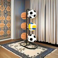 6/8/10 Tier Black Metal Sports Ball Organizer Rack - Multi-Layer Basketball, Volleyball, Football Storage Rack, Home & Garage Sports Equipment Holder To Save Space