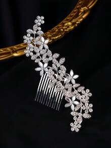 1/4件套优雅新娘头饰，合金水晶发夹，复古风格发饰，适合婚礼、情人节、婚宴、礼物 - A - 查看 10