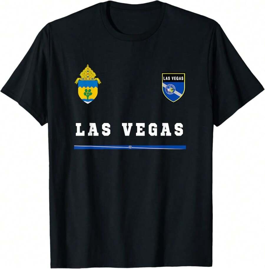 Las Vegas Sports/Soccer Jersey Tee Flag Football Basic-Cotton T-Shirt - Black - View 1