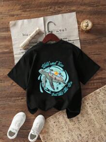 Camiseta de manga corta de cuello redondo con estampado divertido para adolescentes, top casual de verano