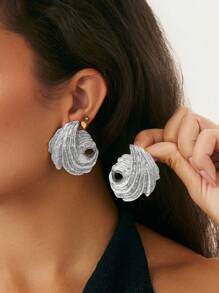 1 pieza Aretes geométricos ocos de lujo, aretes elegantes y de moda para fiestas y resorts, adecuados para parejas, festivales, cumpleaños, regalo versátil