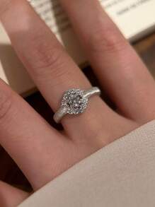 1 pieza Anillo de lujo con diseño de flor de rosa con textura y piedra de circonia microincustrada, anillo de coctel/uso diario de estilo vintage chic y boutique para mujer, adecuado para vacaciones, fiestas y regalos de boda