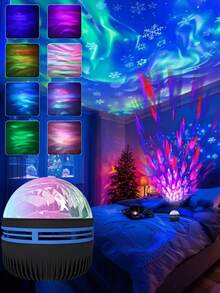 1pc/2pcs Aurora Projection Lamp - Northern Lights Projector Lamp With Remote Control - Mini Night Light Projection Ambience Lamp, Suitable For Bedroom/Ceiling/Party - Aurora - View 6