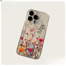 Transparente Blumenprint Floral Handyhülle kompatibel mit iPhone 16 15 14 13 11 Pro Max 14 Plus 12 Mini, klare Rückseite, weich