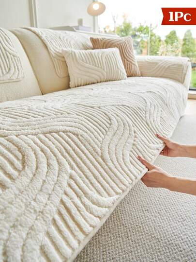 1PC Modern Style Anti-Slip Plush Sofa Cushion Cover – Pet-Friendly, Fits 1/2/3/4-Seater Modular Sofas, All-Season Machine-Washable Quilted Design, 100% Polyester 280GSM For Living Room, Bedroom, Office Decor