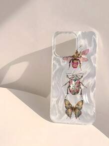 Butterfly 1pc Fashionable Insect Element Collage Pattern Waterproof, Fingerprint Proof, Scratch Resistant, Transparent IMD Soft Glossy Smooth Phone Case, Compatible With IPhone 16/16 PLUS/16 PRO/16 PRO MAX
