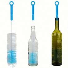 360° Rotary Long Handle Cup Brush | Bottle/Mug/Glass Cleaning Brush | Nylon Bristles | Manual Kitchen Cleaning Tool Set (With Non-Slip Handle)