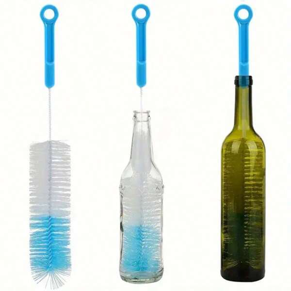 360° Rotary Long Handle Cup Brush | Bottle/Mug/Glass Cleaning Brush | Nylon Bristles | Manual Kitchen Cleaning Tool Set (With Non-Slip Handle)