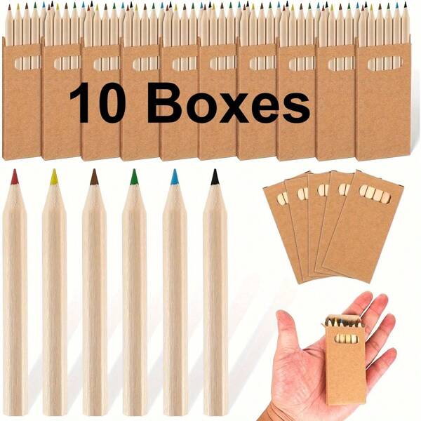 5/10/30 boîte de mini set de crayons de couleur, crayons de couleur épais de 3,5 pouces portables en 6 couleurs différentes, crayons de couleur pré-taillés en vrac pour la classe d'art, fournitures scolaires, petit cadeau d'anniversaire, Noël, cadeau de vacances, fournitures scolaires, rentrée des classes