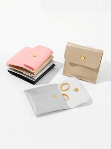 2/10/20 件白色银色粉色黑色人造皮革珠宝袋，带按扣封口珠宝收纳袋 - 豪华礼品袋，可容纳耳环、项链、手镯和戒指 - 非常适合存储和配饰