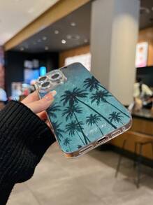 Tiefer blauer Ozean Urlaubskokosnussbaum Design Hohlraumkamera Handy Hülle geeignet für 14 Pro Max, 13er Serie, 11er Serie, 15er Serie, 16er Serie Varianten, Freiheitsgefühl