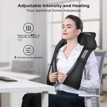 Senmeo Shiatsu Neck And Back Massager, Electric Shoulder Massager With 4D Heating Function, Neck, Back, Shoulder, Foot, Leg Massage Pillow For Muscle Pain Relief, Suitable For Home/Office/Car, Perfect Gift For Ladies/Men