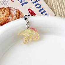 Glitzernder transluzenter Halbschmetterling Resinanhänger Schlüsselband, Rucksack Tier Hängedeko, süßer Handyriemen, girly weicher Anhänger, Geschenk für beste Freundinnen, geeignet für Handy, Kamera, Schlüsselanhänger, Rucksack