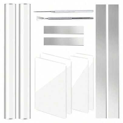 Juego de herramientas para cortadores de arcilla polimérica, rodillo de acrílico para esculpir, cuchillo de moldeado, cortadores cerámicos, kit de cortador, placa de prensa de hoja rectangular transparente, herramientas de textura de alambre, suministros de modelado de aguja de detalle para manualidades