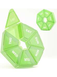 1pc Weekly 7-Day Pill Organizer Box, Rainbow Portable Round Medicine Case, Unscented Thickened Tablet Holder Back To School