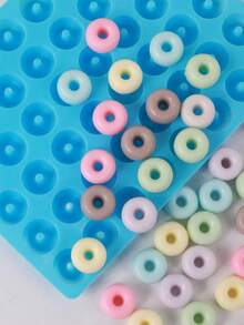48 Cavity Mini Donut Shapes Silicone Mold DIY Soap Candle Making Supplies - Blue - View 2