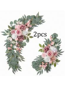 2 件/圣诞婚礼/生日派对金色背景架（花环装饰），金属气球拱门架带花环装饰套装，适用于派对婚礼/冬季假期大型宴会仪式万圣节派对背景装饰（派对礼物/户外/室内家居装饰） - 金色 - 查看 16