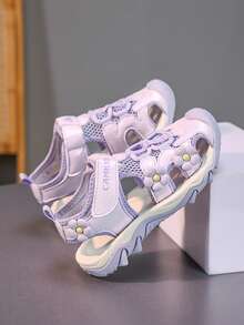 1 Pair Girls' Closed Toe Sandals, Fashion Summer Beach Sports Outdoor Shoes