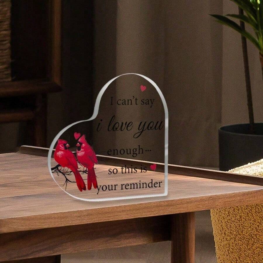 1 pieza Decoración de recuerdo acrílico en forma de corazón regalo romántico tallado No puedo decir que te quiero lo suficiente aniversario personalizado cumpleaños regalo de San Valentín único duradero compacto simboliza el amor Christmas navidad navideño regalo acrílico corazón amor cumpleaños aniversario San Valentín compacto romántico duradero decoración festiva - 1 - Ver 1