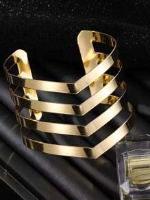 4-reihige luxuriöse, retromodische, verstellbare und stapelbare Armreifen, goldfarbene Metallbangles-Armbänder als Schmuckgeschenk für Frauen und Männer für den täglichen Gebrauch, Partys und Feiertage