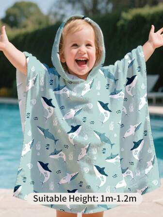 1Pc Hooded Baby Towel Kids Beach Towel For Boys Girls,Suitable For Babies With A Height Of 1m-1.2m, Mermaid Hooded Bath Towel Wrap, Toddler Pool Towel With Hood