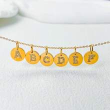 26-Letter English Drip Letter Stainless Steel Accessories Set With Zirconia Inlay DIY Pendant Bracelet Necklace Earrings Jewelry Charms, Handmade DIY Charm Pendants For Bracelets