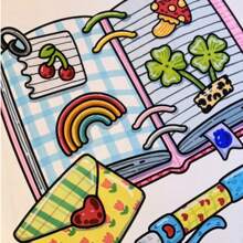 [Hand-Painted Essential] Healing Art Painting & Coloring Book, Beginner Tracing For Stress Relief, Simple & Oversized Relaxing Design With Cute Characters, Thick & Non-Transparent, Safe & , Graduation & Back To School Gift, The Pattern Is Exquisite And The Lines Are Clear, Picture Book, Back To School, School Supplies (Please Order Painting Pad And Coloring Book Separately)