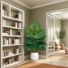 Árbol de palma artificial grande de 33", planta artificial verde para exterior, árbol falso con 24 hojas, planta tropical artificial alta sin maceta, árbol decorativo resistente a los rayos UV para el hogar, la sala de estar, la boda, el hotel, el jardín, la granja, la oficina, la fotografía, la decoración verde para primavera y verano, decoración interior y exterior del hogar - Multicolor - Ver 5