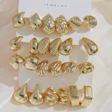 12 perechi de cercei retro minimalisti CCB geometrici asimetrici din rășină aurie, design de înaltă calitate, potriviți pentru purtare zilnică, întâlniri și festivaluri - Costum auriu - Vizualizare 2