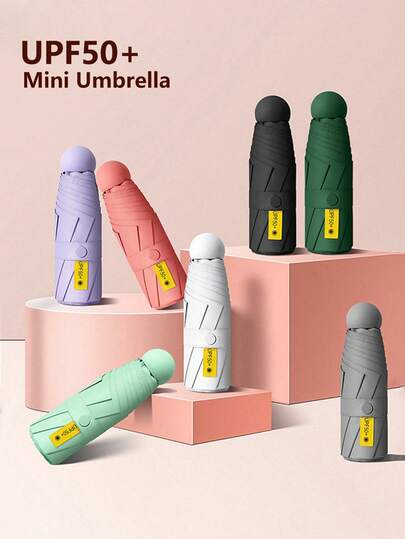 1把迷你伞，口袋伞，防晒/防雨两用，5折6骨折叠伞，黑色涂层防紫外线，便携轻巧，UPF50+防晒，夏季伞，礼品伞，婚礼摄影伞，女士街头伞，防水伞，设计优雅，方便携带，情侣礼物（随机布标），春夏精选，伴娘礼物，房间装饰，卧室装饰，海滩，旅行，男士适用，女士适用，度假，可爱小物，户外，花园，旅行必备，便携必备，海滩必备，毕业季，毕业典礼，毕业礼物，毕业赠礼，祝贺毕业，毕业典礼，优秀毕业生，毕业派对，户外必备，旅行便携式、远足必备、露营必备、便携式工具、夏季必备、夏季便携式