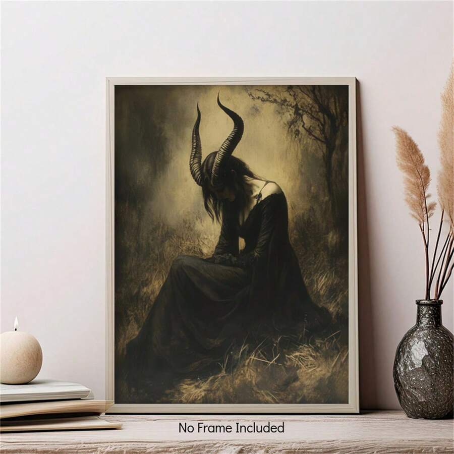 Tranh in trên vải canvas chủ đề phù thủy Lilith - Phong cách Gothic Victoria, tranh sơn dầu ngoại giáo, trang trí nhà cửa | Tranh không khung, phù hợp cho phòng khách, phòng ngủ, nhà bếp, phòng tắm, lý tưởng để trang trí phòng.