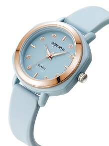 1 Peça Relógio de Pulso Quartz com Pulseira de Silicone Minimalista Casual Feminino, Versátil para Uso Diário