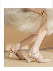 Women's Sandals - 2025 New Pointed High Heels For Women - Thick Heels - 6.5 Cm Women's High Heels - Women's High Heel Sandals