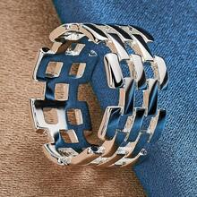 925 Sterling Silver Plated Ring With Weave Hollow Design For Man Ladies Fashion Jewelry Wedding Engagement Party Creative Accessory For Daily Wear & Vacation Idea Gift - Silver - View 3