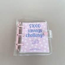 储蓄活页夹，挑战储蓄活页夹信封（1000美元），可重复使用的预算笔记本，带现金信封，哑光封面，现金储蓄挑战笔记本活页夹，旅行收纳包，化妆包，度假收纳包，用于追踪自定义目标和奖励财务策略，现金信封钱包和规划系统，适合居家、送礼、度假和节日（万圣节、圣诞节）等场合。 - 彩色 - 查看 14