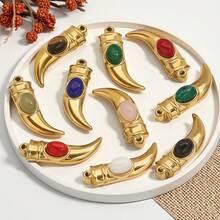 1 pieza Colgante de machete con ojo de tigre rojo de acero inoxidable de moda, accesorio para hacer collares, aretes, pulseras y joyas - colgante - Ver 2