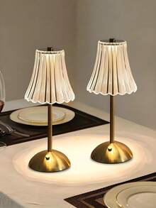 Modern Metal & Crystal LED Desk Lamp, 3-Level Brightness, Touch Control Rechargeable Battery, Adjustable Lighting, Suitable For Bedroom, Dining Room And Office - Perfect For Bedside, Dining Room And Office - Gold - View 2